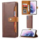 For Samsung Galaxy S22+ 5G Calf Texture Double Fold Leather Phone Case(Brown)