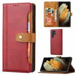 For Samsung Galaxy S22 Ultra 5G Calf Texture Double Fold Leather Phone Case(Red)