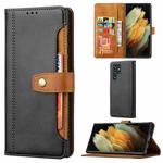 For Samsung Galaxy S22 Ultra 5G Calf Texture Double Fold Leather Phone Case(Black)