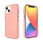 For iPhone 13 Grid Pattern Shockproof Transparent TPU Phone Case(Pink)