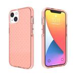 For iPhone 13 mini Grid Pattern Shockproof Transparent TPU Phone Case (Pink)