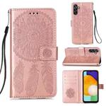 For Samsung Galaxy A13 Dream Catcher Printing Horizontal Flip Leather Phone Case(Rose Gold)