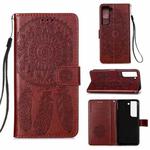 For Samsung Galaxy S22 5G Dream Catcher Printing Horizontal Flip Leather Phone Case(Brown)