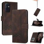 Cubic Skin Feel Flip Leather Phone Case For OnePlus 9(Brown)