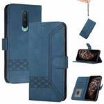 Cubic Skin Feel Flip Leather Phone Case For OnePlus 8(Blue)