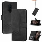 Cubic Skin Feel Flip Leather Phone Case For OnePlus 8 Pro(Black)