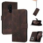 Cubic Skin Feel Flip Leather Phone Case For OnePlus 8 Pro(Brown)
