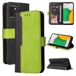 For Samsung Galaxy A03 Global Stitching-Color Flip Leather Phone Case with Holder(Green)