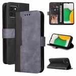 For Samsung Galaxy A03 Global Stitching-Color Flip Leather Phone Case with Holder(Grey)