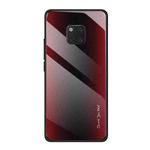 For Huawei Mate 20 Pro  Texture Gradient Glass Protective Case(Red)