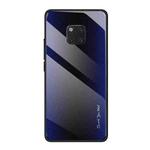 For Huawei Mate 20 Pro  Texture Gradient Glass Protective Case(Dark Blue)