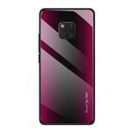 For Huawei Mate 20 Pro  Texture Gradient Glass Protective Case(Rose Red)