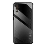 For Huawei P20 Pro Texture Gradient Glass Protective Case(Black)