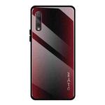 For Huawei Honor 9x Texture Gradient Glass Protective Case(Red)