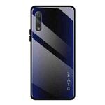 For Huawei Honor 9x Texture Gradient Glass Protective Case(Dark Blue)