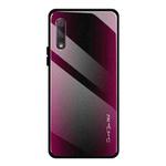 For Huawei Honor 9x Texture Gradient Glass Protective Case(Rose Red)