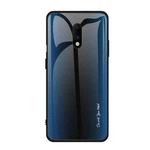 For OnePlus 7 Texture Gradient Glass Protective Case(Blue)
