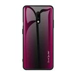 For OnePlus 7 Texture Gradient Glass Protective Case(Rose Red)