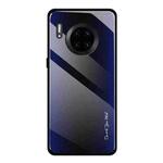 For Huawei Mate 30 Pro Texture Gradient Glass Protective Case(Dark Blue)