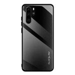 For Huawei P30 Pro Texture Gradient Glass Protective Case(Black)