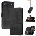 For LG K92 5G Cubic Skin Feel Flip Leather Phone Case(Black)
