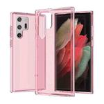 For Samsung Galaxy S22 Ultra 5G Shockproof Terminator Style Transparent Protective Phone Case(Pink)