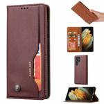 For Samsung Galaxy S22 Ultra 5G Knead Skin Texture Leather Phone Case(Wine Red)