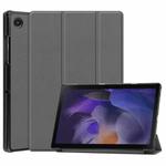 For Samsung Galaxy Tab A8 2021 Three-folding Holder Custer Texture Leather Tablet Case(Grey)