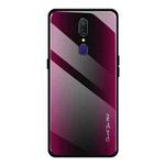 For OPPO F11 / A9 Texture Gradient Glass Protective Case(Rose Red)