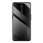 For OPPO F11 / A9 Texture Gradient Glass Protective Case(Black)