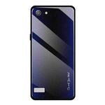 For OPPO A33 Texture Gradient Glass Protective Case(Dark Blue)