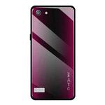 For OPPO A33 Texture Gradient Glass Protective Case(Rose Red)
