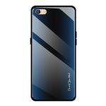 For OPPO F3 Texture Gradient Glass Protective Case(Blue)