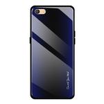 For OPPO F3 Texture Gradient Glass Protective Case(Dark Blue)