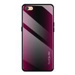 For OPPO F3 Texture Gradient Glass Protective Case(Rose Red)