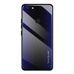 For Vivo V7 Texture Gradient Glass Protective Case(Dark Blue)
