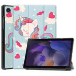 For Samsung Galaxy Tab A8 2021 Painted Leather Tablet Case with 3-Fold Holder(Unicorn)