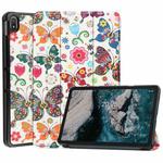 For Nokia T20 Painted Leather Tablet Case with 3-Fold Holder(Color Butterfly)