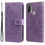 For Motorola Moto E20 / E30 / E40 7-petal Flowers Embossing Pattern Horizontal Flip CasePhone Case(Light Purple)