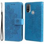 For Motorola Moto E20 / E30 / E40 7-petal Flowers Embossing Pattern Horizontal Flip CasePhone Case(Blue)