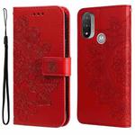 For Motorola Moto E20 / E30 / E40 7-petal Flowers Embossing Pattern Horizontal Flip CasePhone Case(Red)