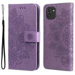 For Samsung Galaxy A03 Global 7-petal Flowers Embossing Pattern Horizontal Flip CasePhone Case(Light Purple)
