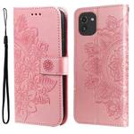 For Samsung Galaxy A03 Global 7-petal Flowers Embossing Pattern Horizontal Flip CasePhone Case(Rose Gold)