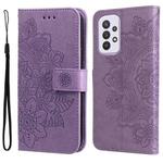 For Samsung Galaxy A33 5G 7-petal Flowers Embossing Pattern Horizontal Flip CasePhone Case(Light Purple)