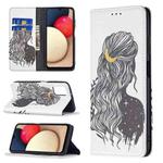 For Samsung Galaxy A03s 166mm Invisible Magnetic Leather Phone Case(Girl)