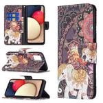 For Samsung Galaxy A03s 166mm Colored Drawing Leather Phone Case(Flowers Elephant)