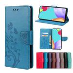 For Samsung Galaxy A33 5G Butterfly Flower Pattern Horizontal Flip Leather Phone Case with Card Slot & Holder(Blue)