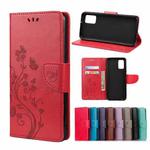 For Xiaomi Redmi Note 11 Butterfly Flower Pattern Horizontal Flip Leather Phone Case with Card Slot & Holder(Red)