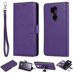 For LG G7 ThinQ Solid Color Horizontal Flip Protective Case with Holder & Card Slots & Wallet & Photo Frame & Lanyard(Purple)