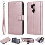 For LG G7 ThinQ Solid Color Horizontal Flip Protective Case with Holder & Card Slots & Wallet & Photo Frame & Lanyard(Rose Gold)